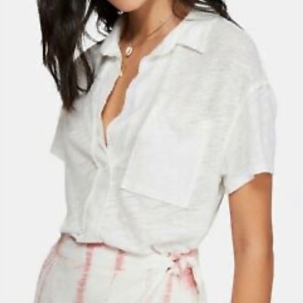 Free People oversized front pocket Rayon blouse